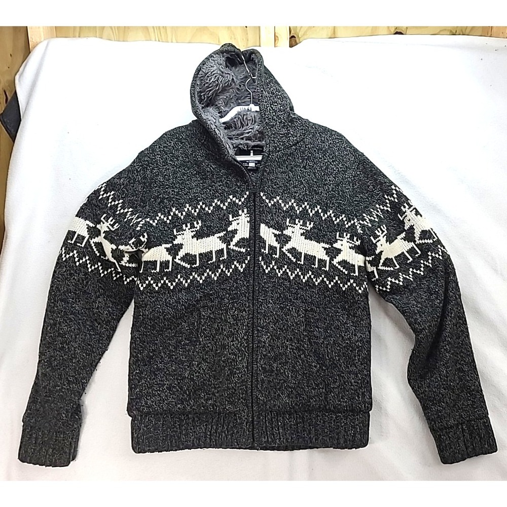 I Jeans by Buffalo Fair Isle Mens‎ XL Sweater Jacket Sherpa Lined